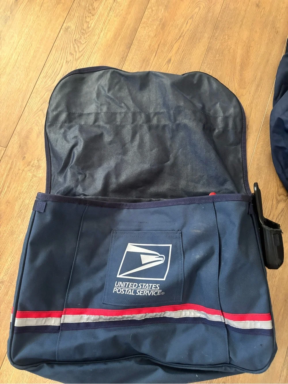 USPS Messenger Bag Unisex Large Navy Blue  Vintage Canvas Logo Striped